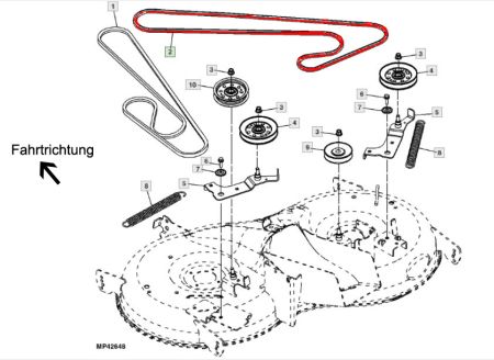 Preview: Keilriemen für John Deere Mähwerk Rechts GX23111 Messerantrieb X130R X155R X166R